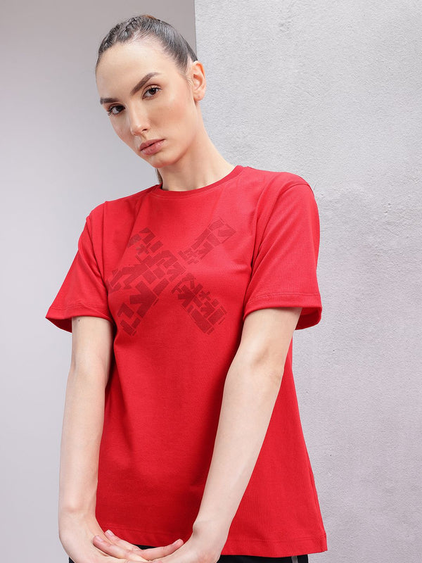 HRX by Hrithik Roshan Brand Logo Printed Drop-Shoulder Sleeves Relaxed Training T-shirt