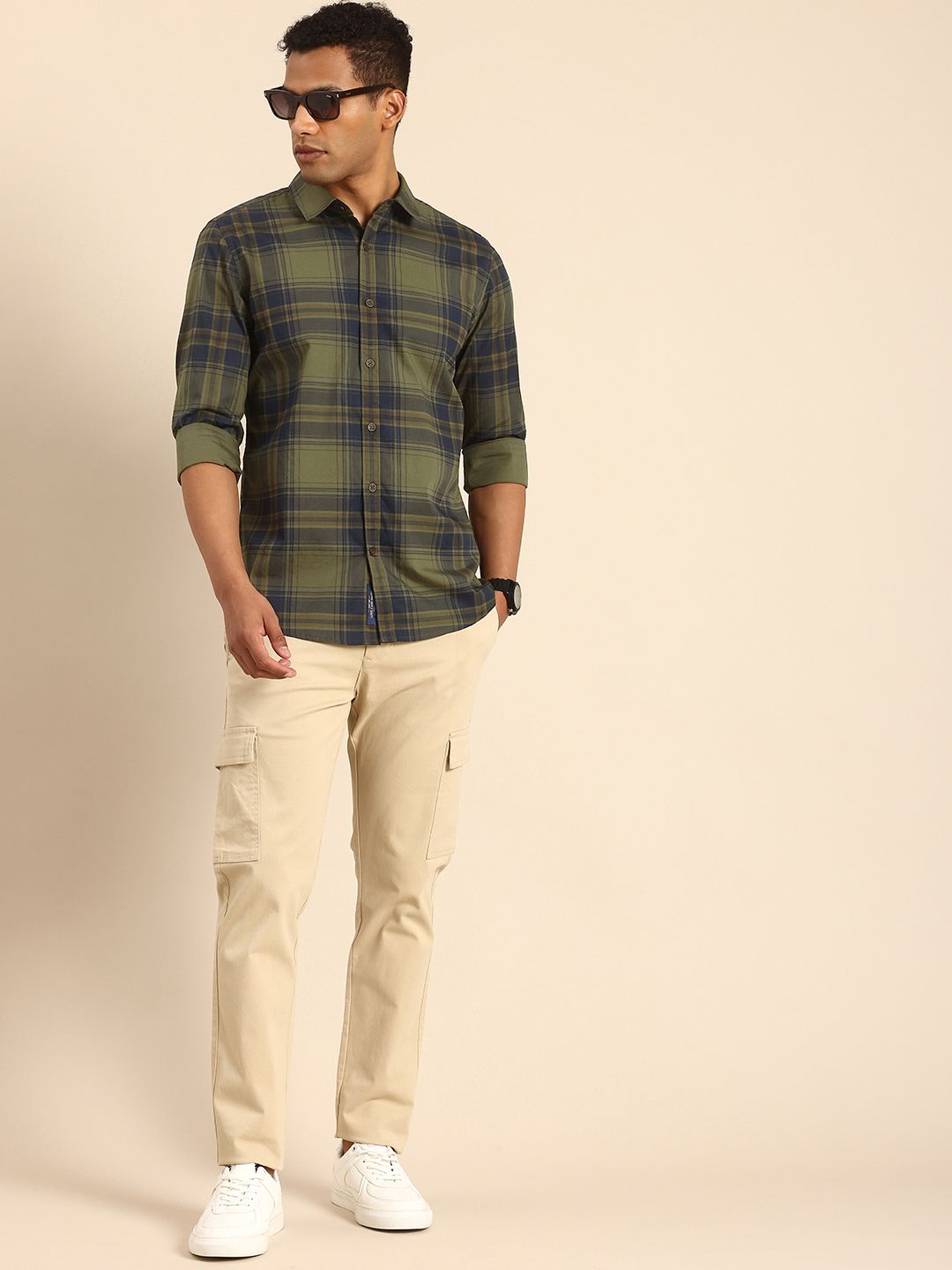 Being Human Slim Fit Checked Pure Cotton Casual Shirt