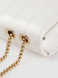 Lino Perros Women White Self-Striped Structured Satchel