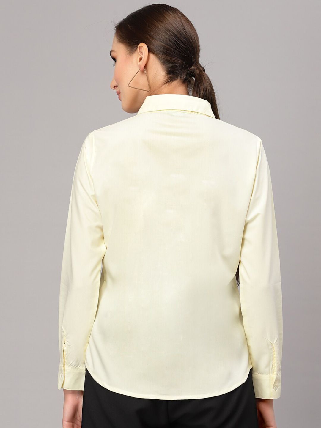 Style Quotient Women Yellow Solid Classic Cotton Formal Shirt