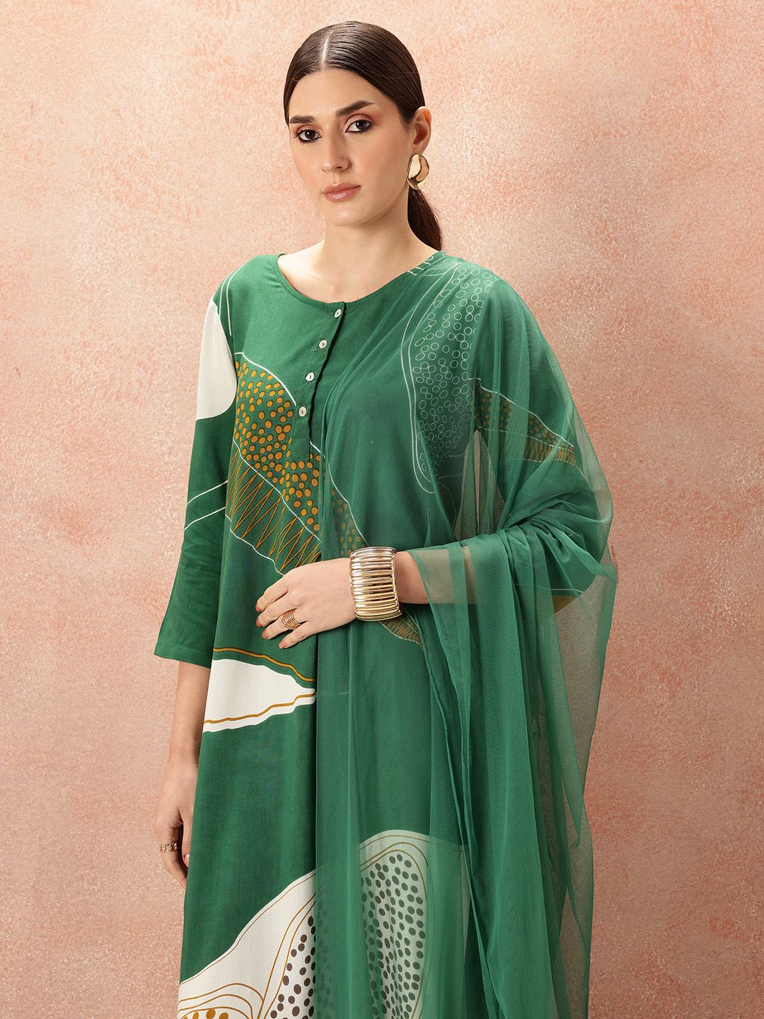 all about you Printed Regular Kurta With Palazzos & Dupatta