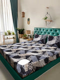 Myntra Elegant Homes Black & Brown Geometric 300 TC Bedsheet with 2 Pillow Covers
