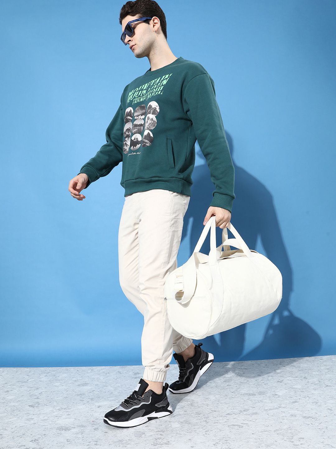 Difference of Opinion Men Printed Oversized Fleece Sweatshirt