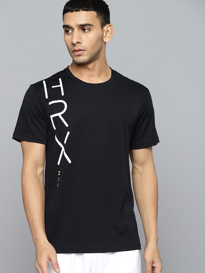 HRX By Hrithik Roshan Running Men Jet Black Rapid-Dry Brand Carrier T-shirts