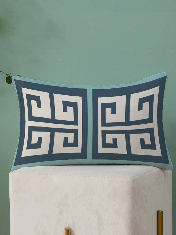STITCHNEST Blue & Beige Set of 2 Geometric Rectangle Cushion Covers