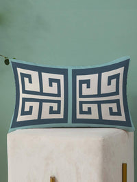 STITCHNEST Blue & Beige Set of 2 Geometric Rectangle Cushion Covers