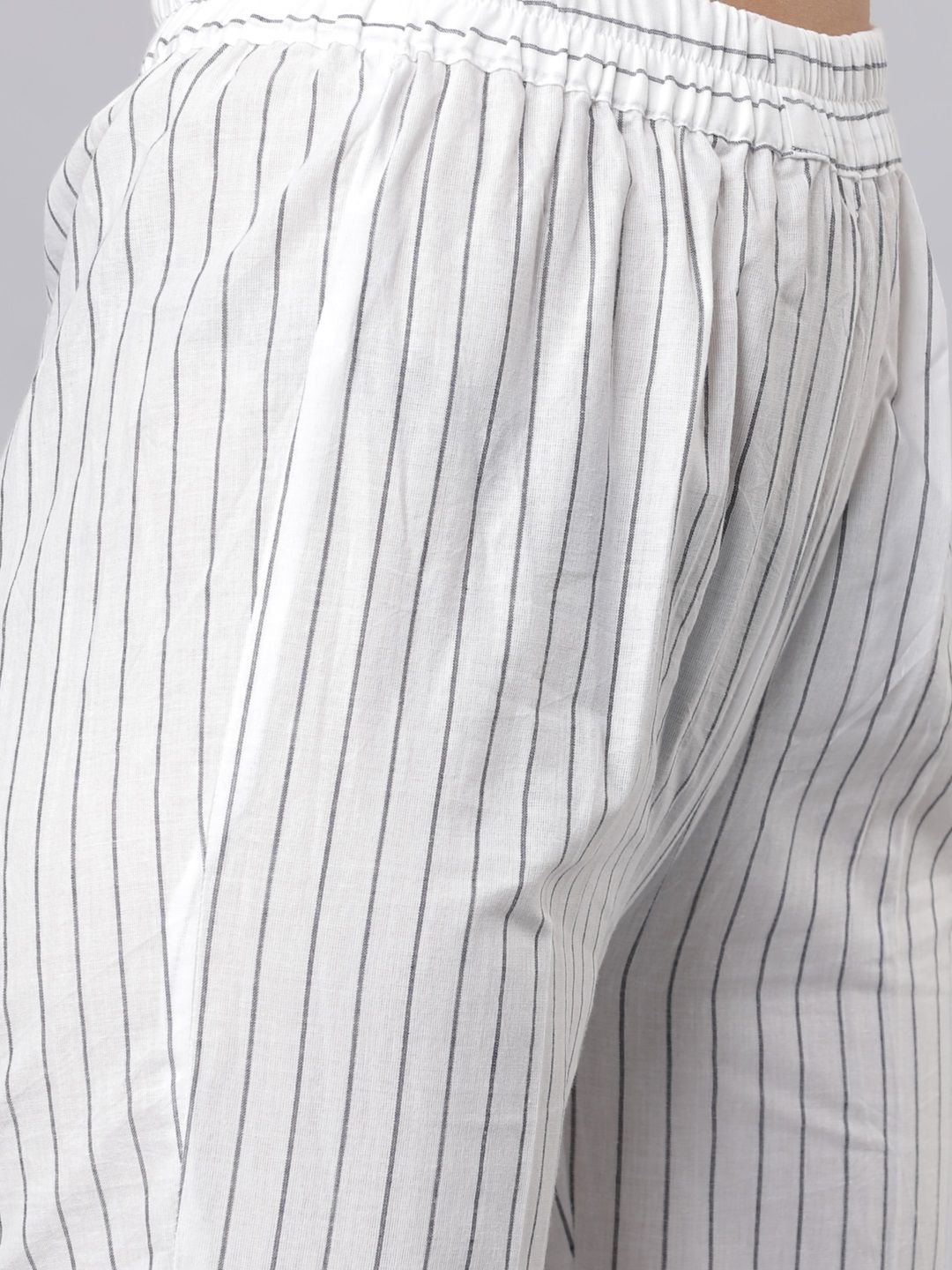 Vishudh Women White Regular Pure Cotton Kurta with Trousers