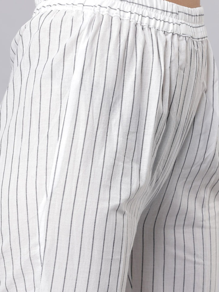 Vishudh Women White Regular Pure Cotton Kurta with Trousers