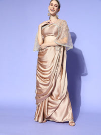 Tikhi Imli Satin Saree With Cape