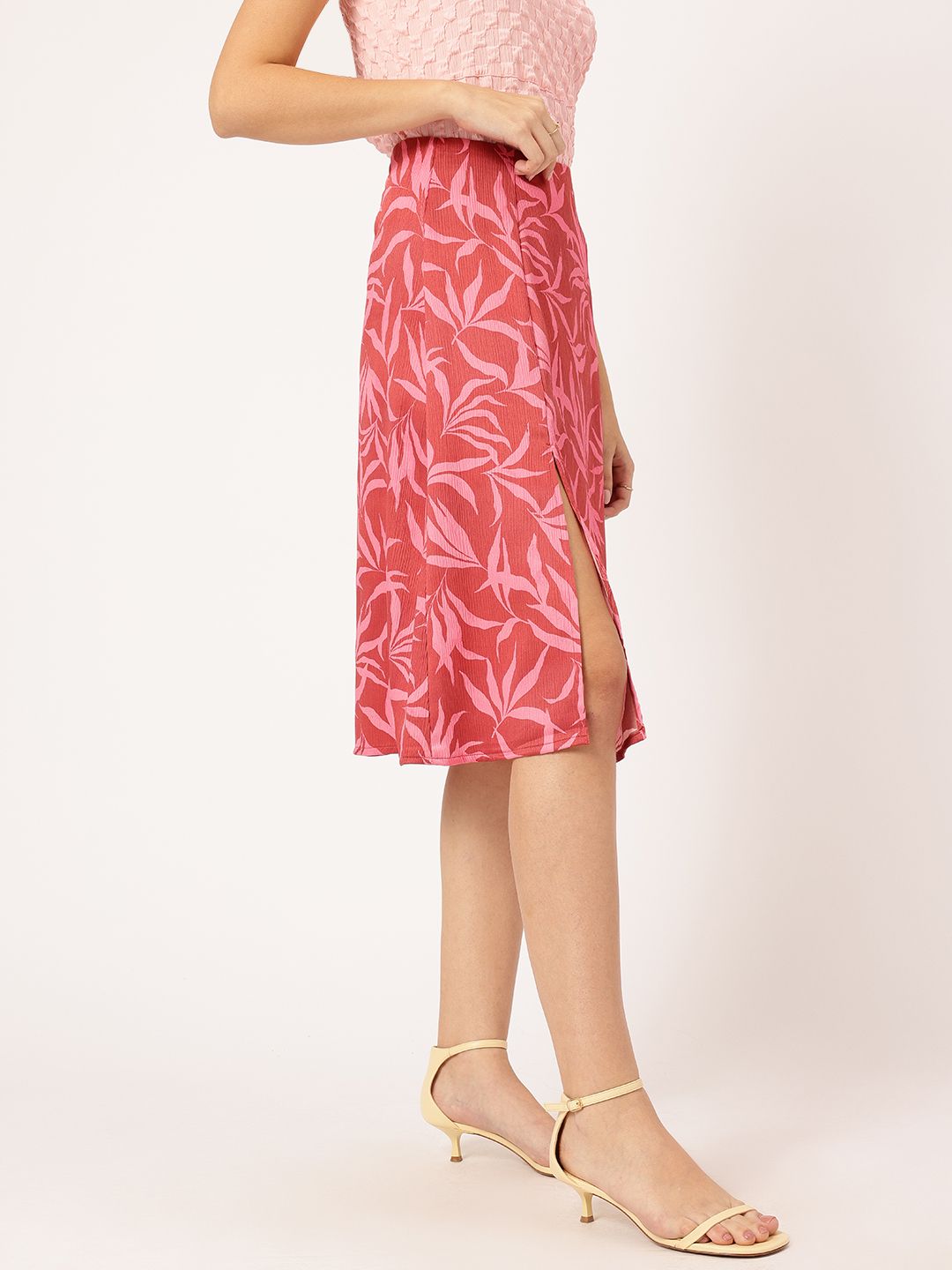 DressBerry Kawaii Floral Print Side Slit A-Line Skirt
