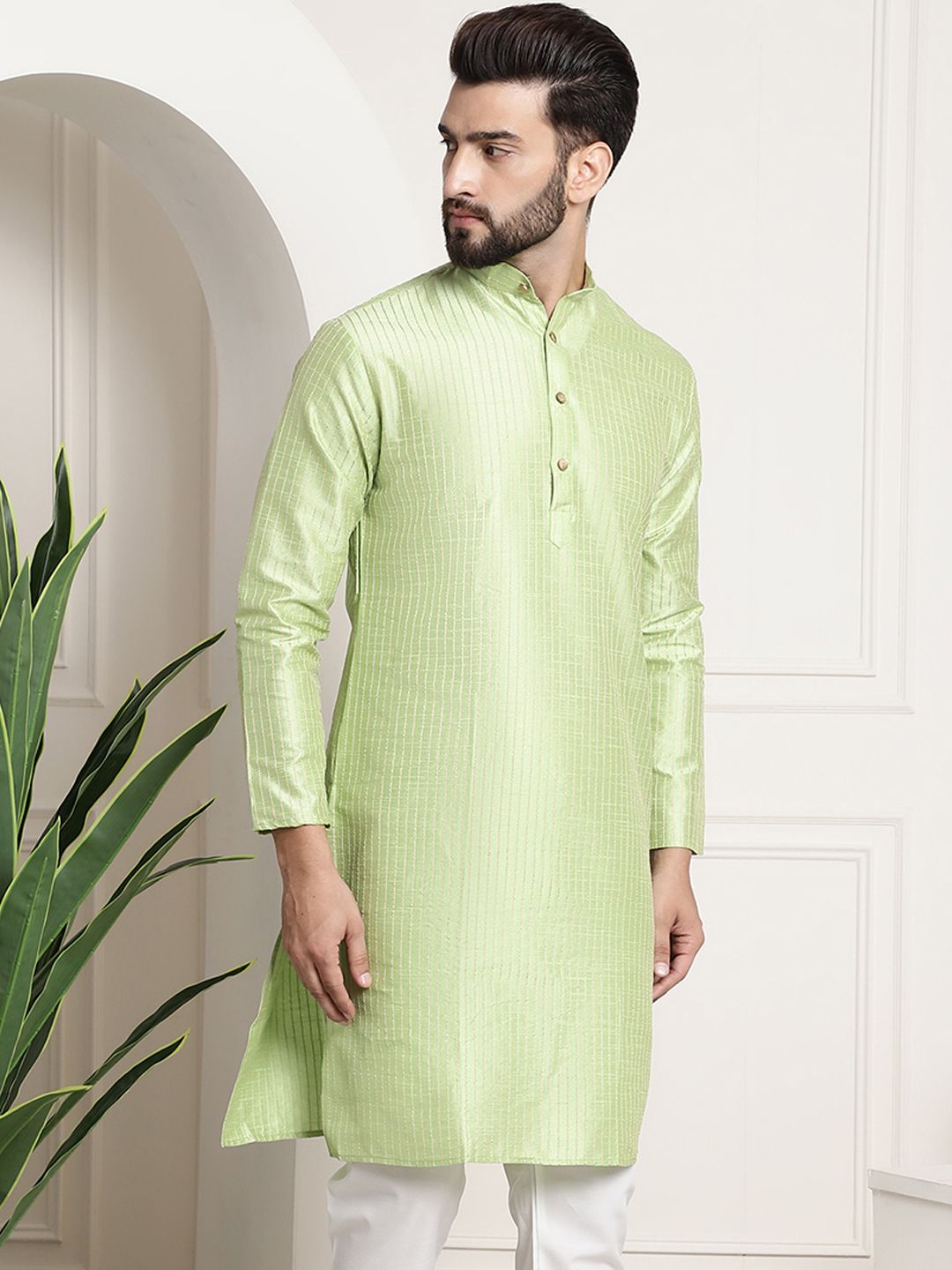 SOJANYA Men Woven Design Jacquard Straight Kurta