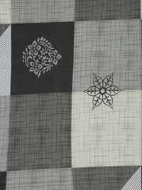 KLOTTHE Grey Geometric Printed Fitted 400TC Cotton Super King Bedsheet & 2 Pillow Covers