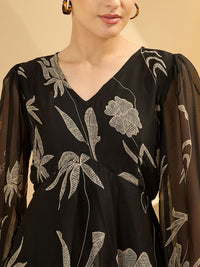 Antheaa Floral Print Chiffon Empire Top