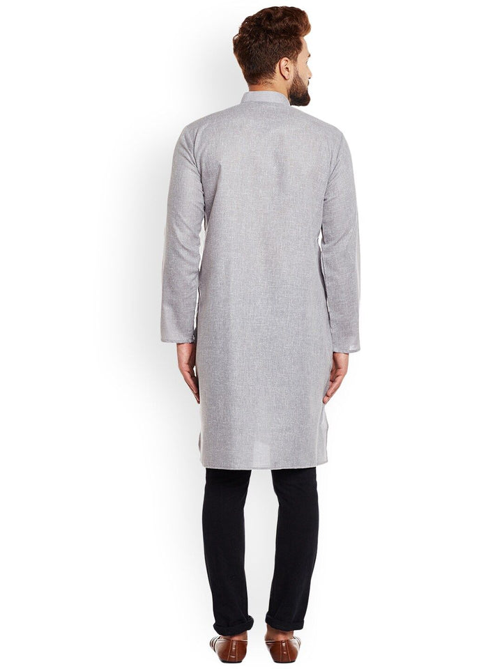 SOJANYA Men Grey Solid Straight Kurta