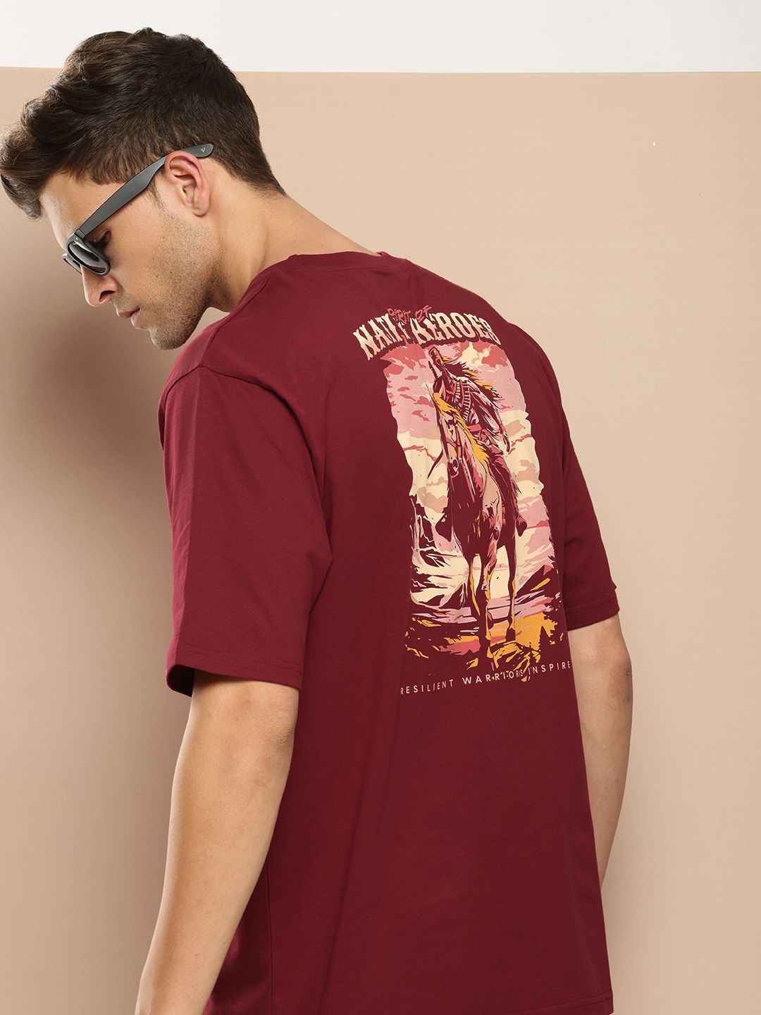 Difference of Opinion Men Printed Pure Cotton Oversized T-shirt