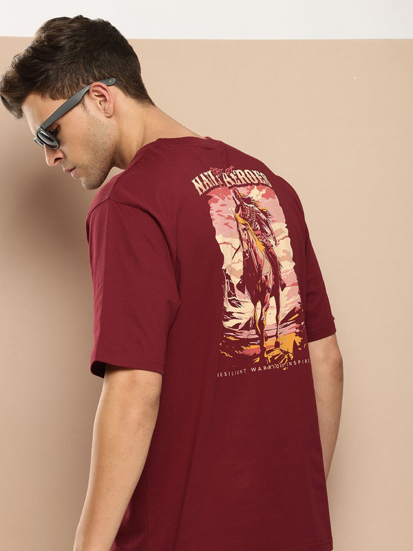 Difference of Opinion Men Printed Pure Cotton Oversized T-shirt