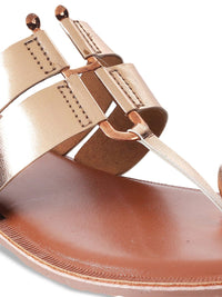 Metro Women Rose Gold Ethnic One Toe Flats