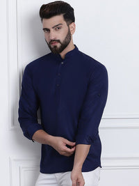 SOJANYA Band Collar Roll-Up Lengan Cotton Straight Kurta