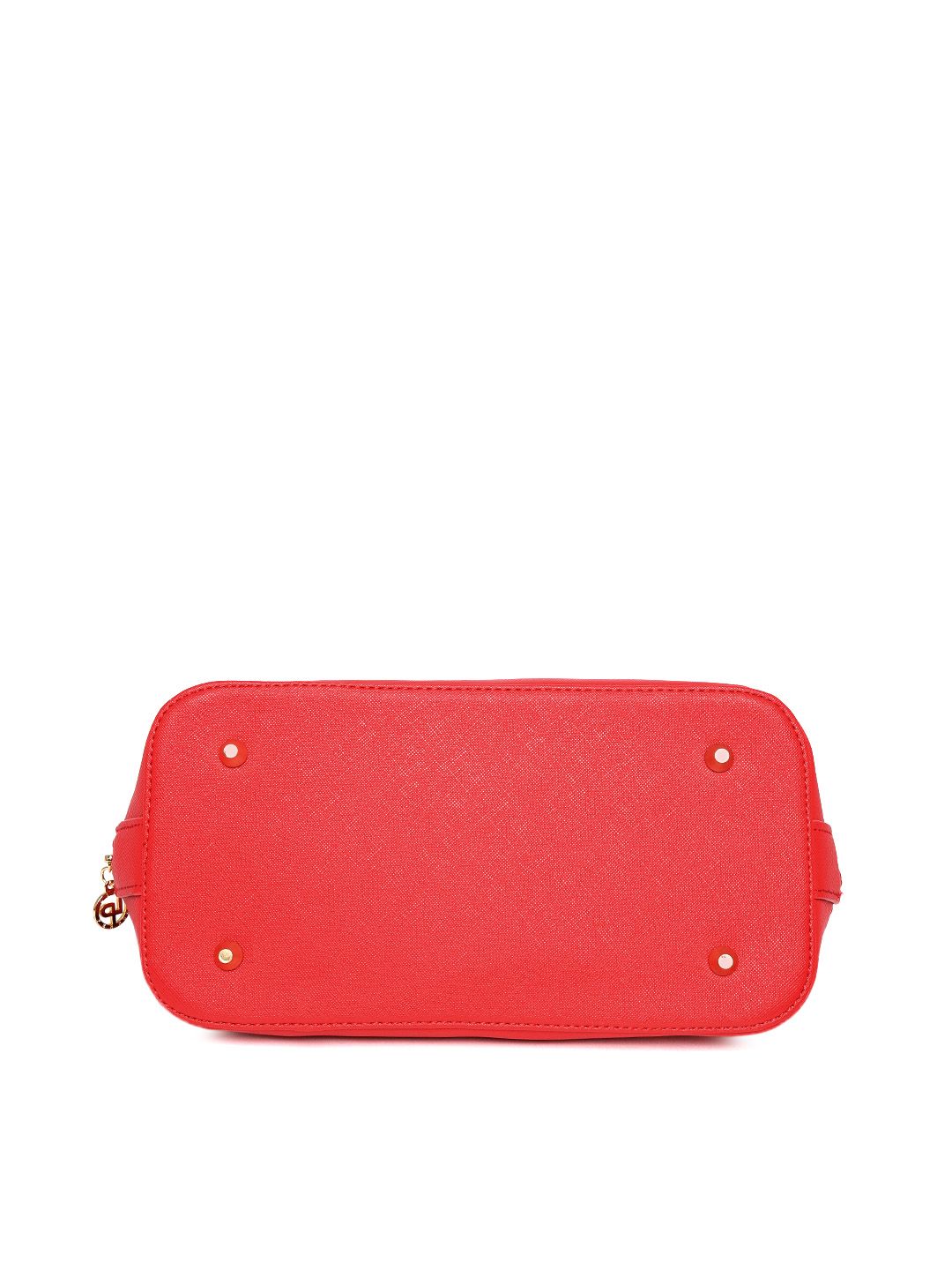 Lino Perros Red Solid Handheld Bag with Detachable Sling Strap