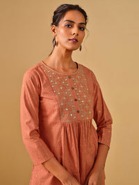 Global Desi Printed Round Neck Pure Cotton Empire Top