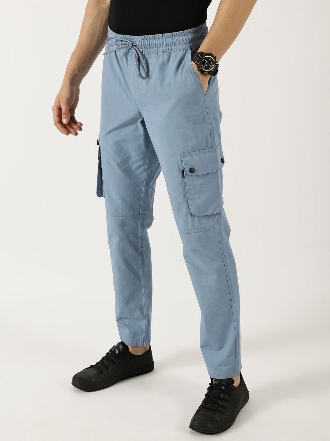 Thomas Scott Men Smart Fit Straight Fit Mid-Rise Cotton Cargos Trousers