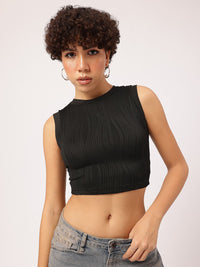 DressBerry Textured Wave Crop Top