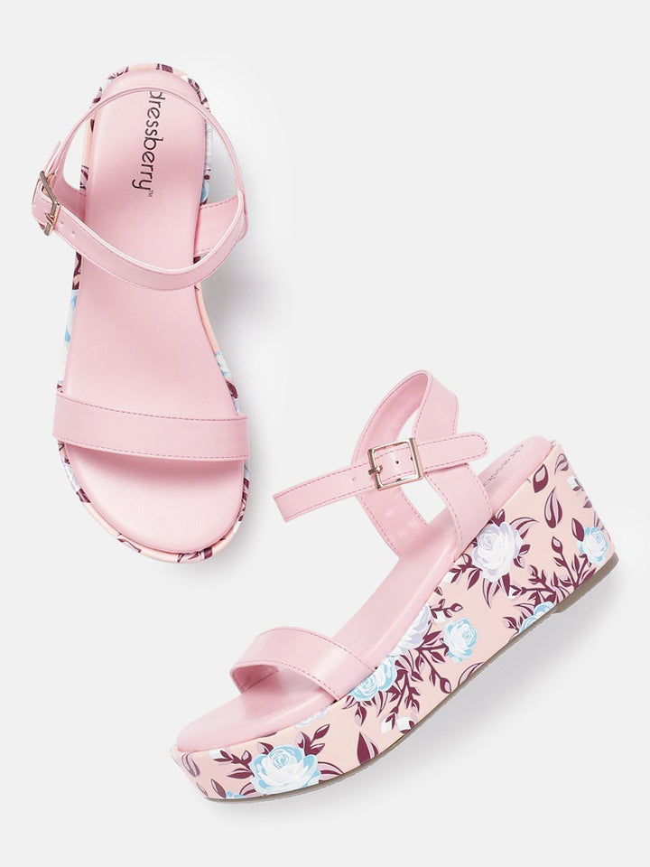 DressBerry Wedge Heels with Printed Detail