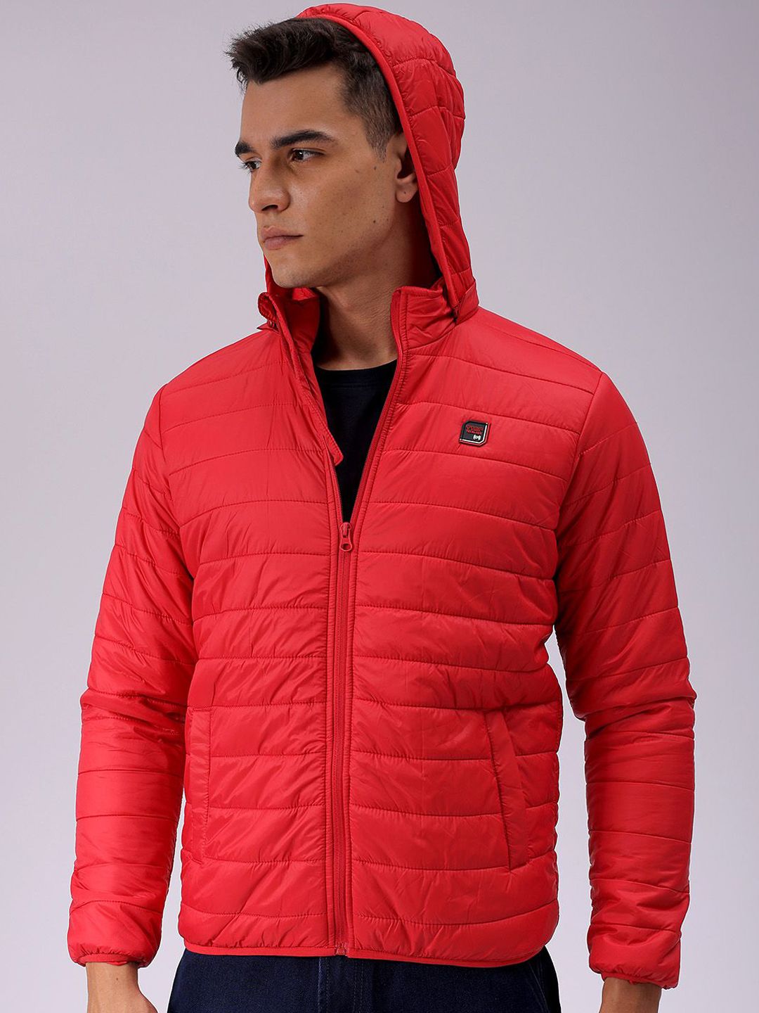 The Indian Garage Co Men Zip-Front Puffer Jacket with Detachable Hood
