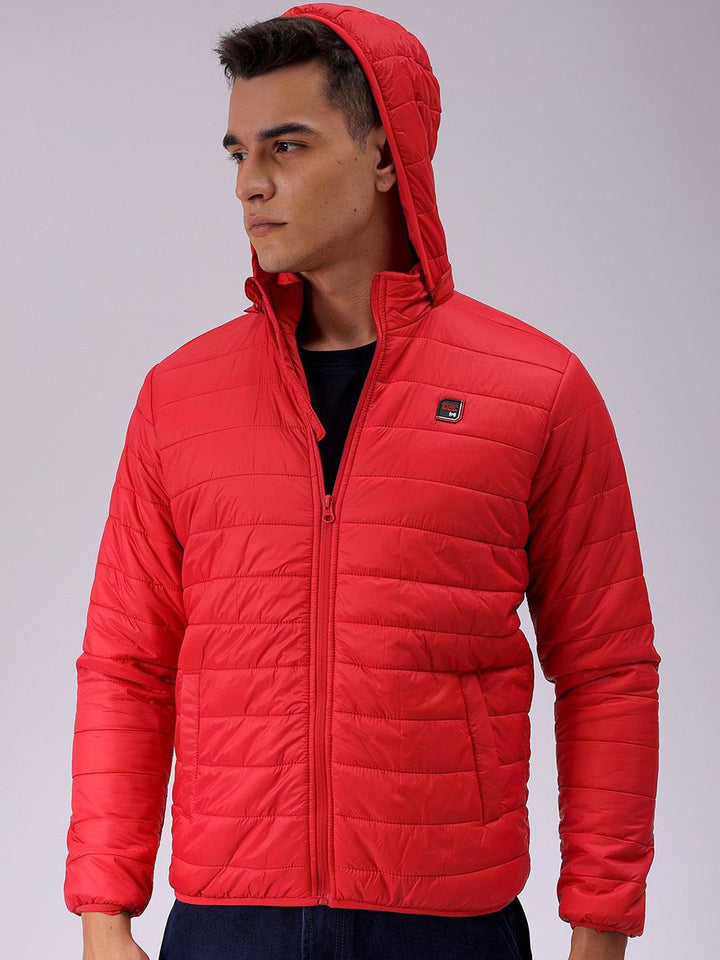 The Indian Garage Co Men Zip-Front Puffer Jacket with Detachable Hood