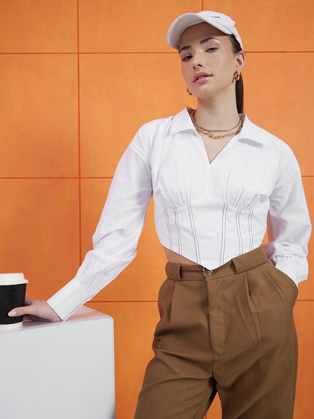 STREET 9 Long Sleeves Cotton Shirt Style Top