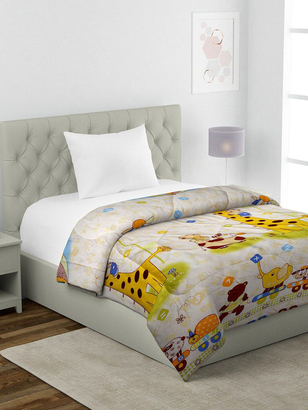 HOSTA HOMES White & Yellow Cartoon Characters Heavy Winter 210 GSM Single Bed Comforter