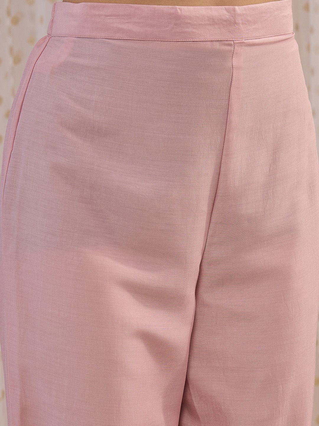 Indo Era Pink Ethnic Motifs Embroidered Gotta Patti Kurta with Trousers & Dupatta