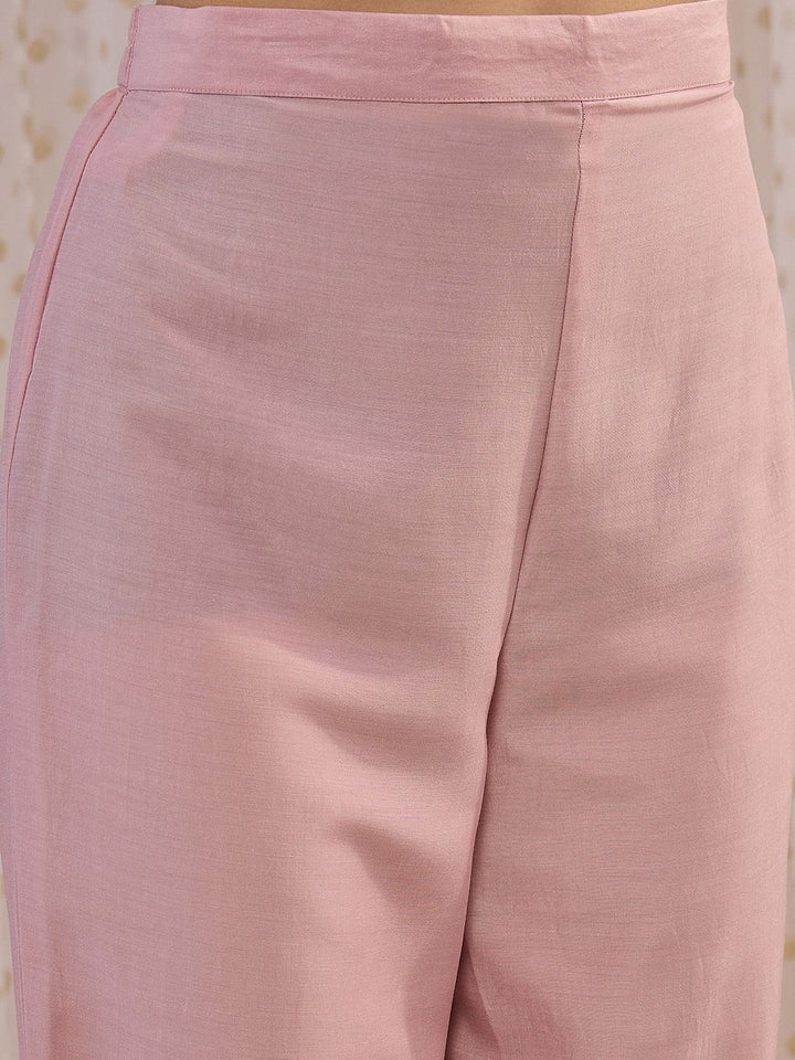 Indo Era Pink Ethnic Motifs Embroidered Gotta Patti Kurta with Trousers & Dupatta