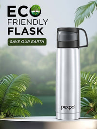 Pexpo Fererro Silver-Toned Printed ISI Certified Thermosteel Flask Water Bottle 500ml