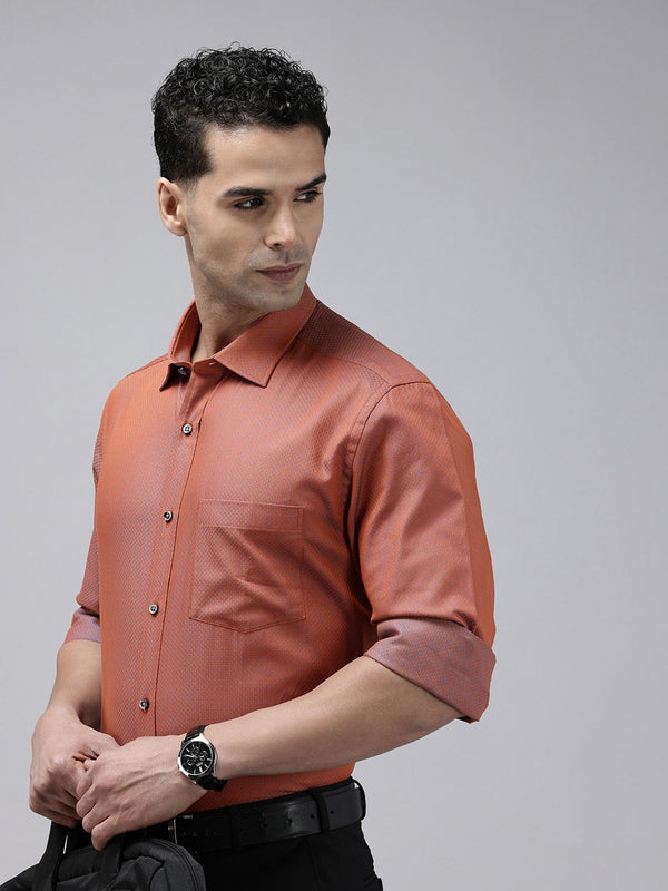 Park Avenue Opaque Self Design Textured Pure Cotton Formal Shirt