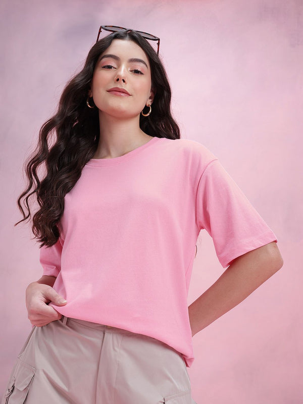 DressBerry Drop-Shoulder Sleeves Relaxed Fit T-shirt