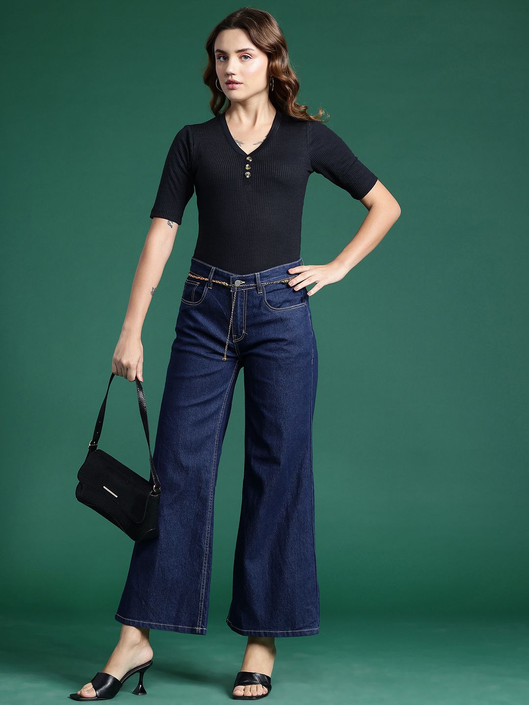 DressBerry Women Wide Leg Stretchable Jeans