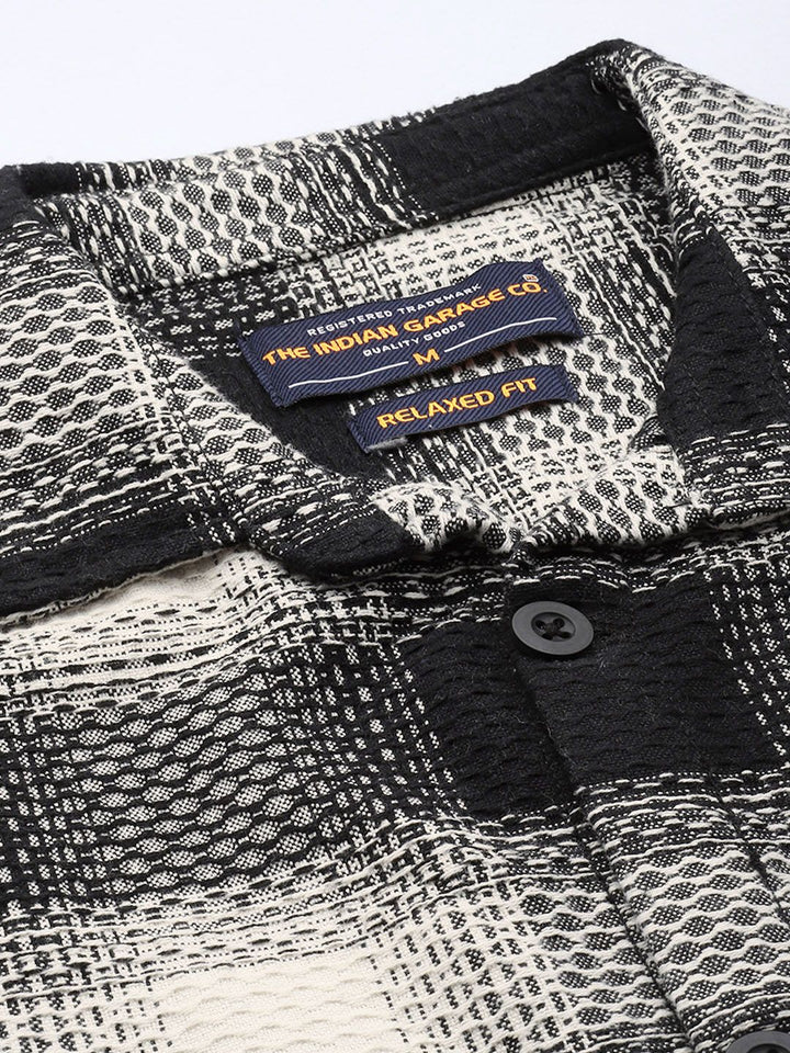 The Indian Garage Co Pure Cotton Textured Opaque Checked Casual Shirt