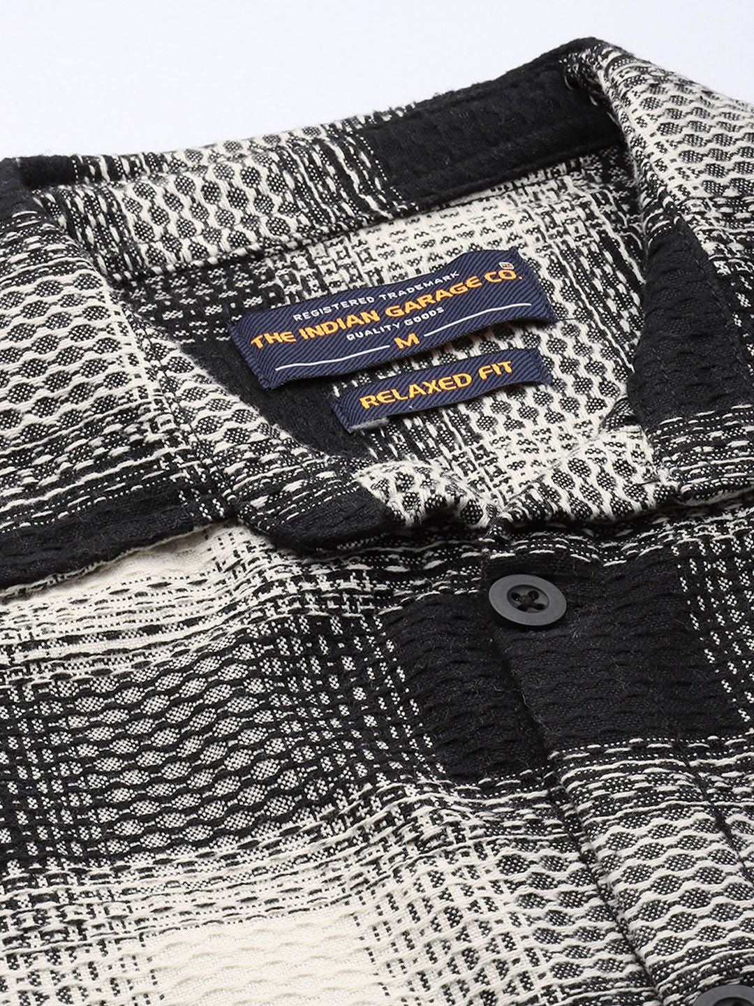 The Indian Garage Co Pure Cotton Textured Opaque Checked Casual Shirt