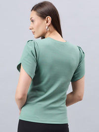 Style Quotient Green Round Neck Regular Top