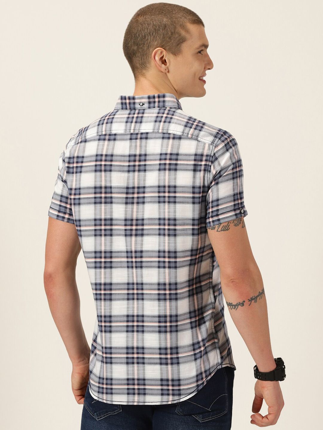 Thomas Scott Tartan Checked Smart Slim Fit Opaque Pure Cotton Casual Shirt