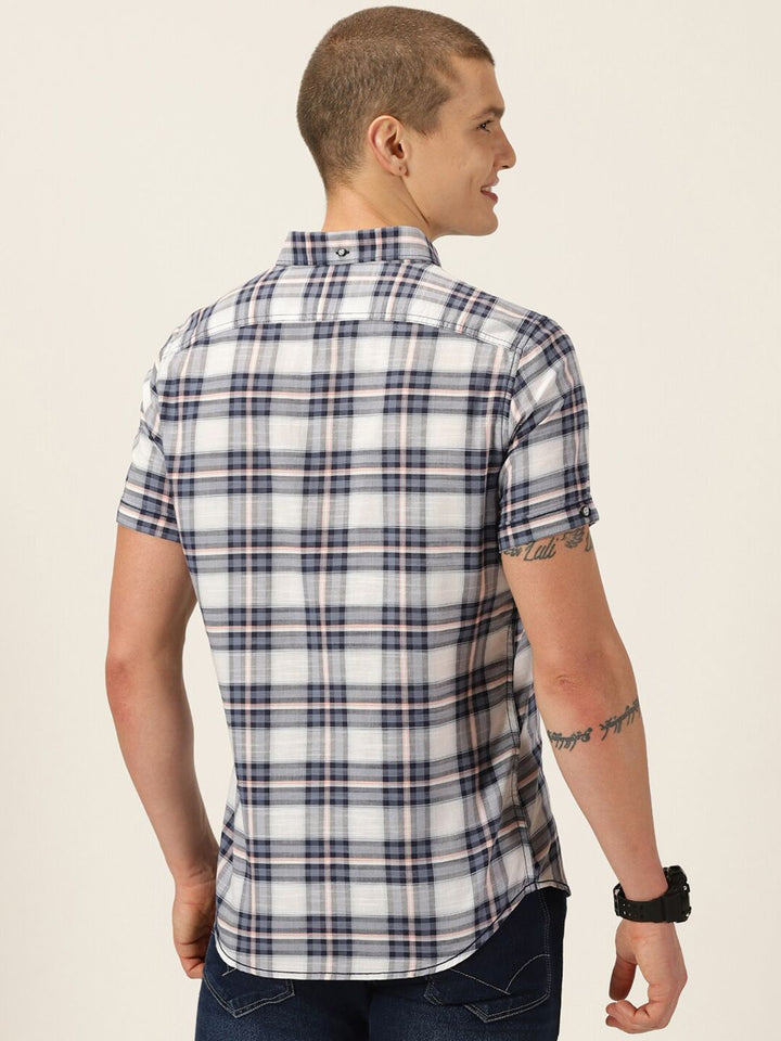 Thomas Scott Tartan Checked Smart Slim Fit Opaque Pure Cotton Casual Shirt