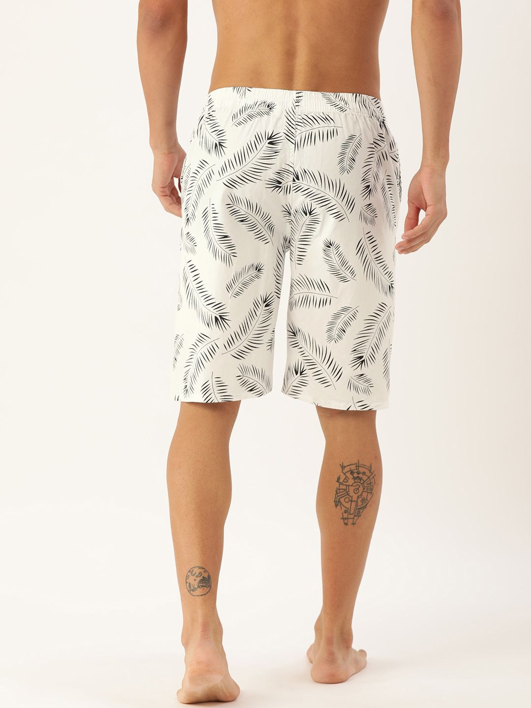 The Indian Garage Co Men White & Black Printed Pure Cotton Boxers 1120-BXR10-14