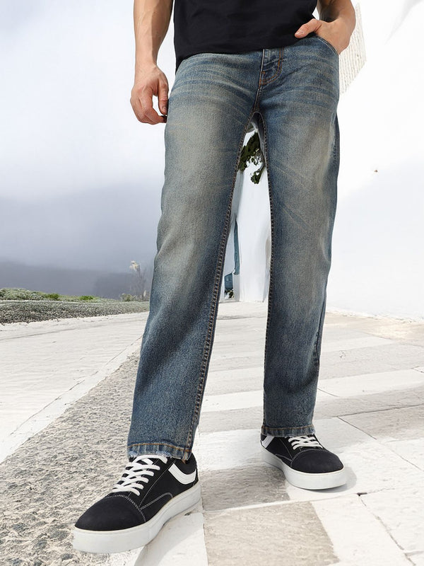 Urbano Fashion Lelaki Seluar Jeans Regular Fit Dibasuh