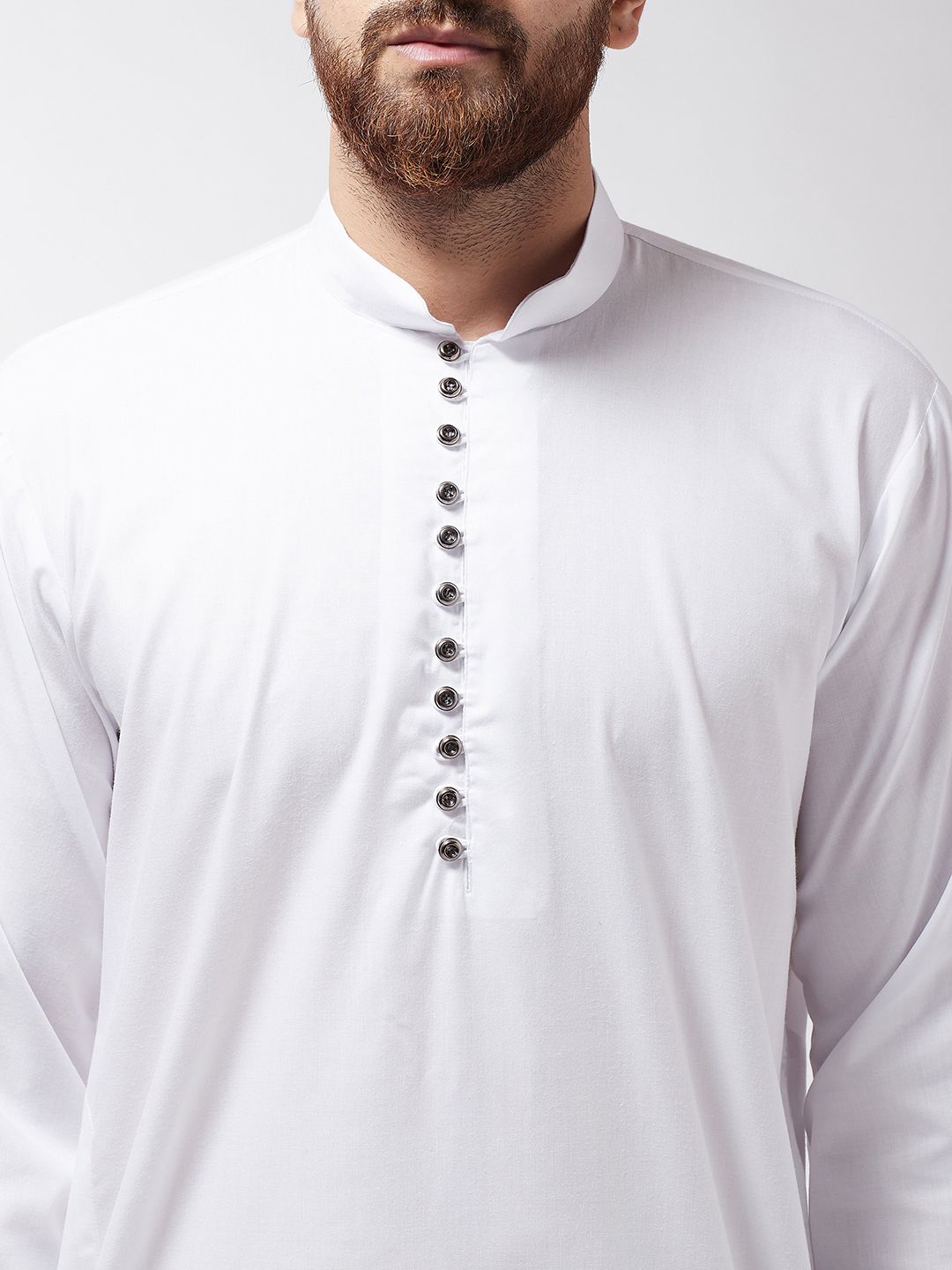 SOJANYA Lelaki White Solid Asymmetric Kurta