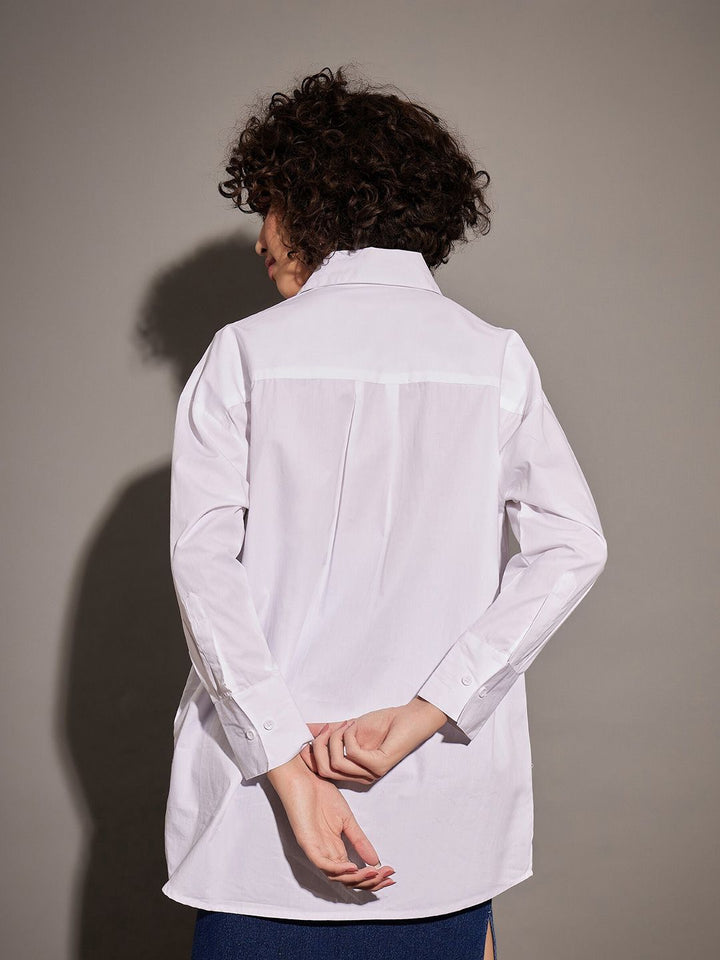 SASSAFRAS White Oversize Pure Cotton Casual Shirt