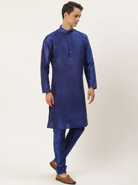SOJANYA Men Blue Kurta with Churidar & Jacket