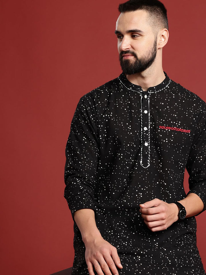 Anouk Men Geometric Printed Pure Cotton Kurta & Trousers