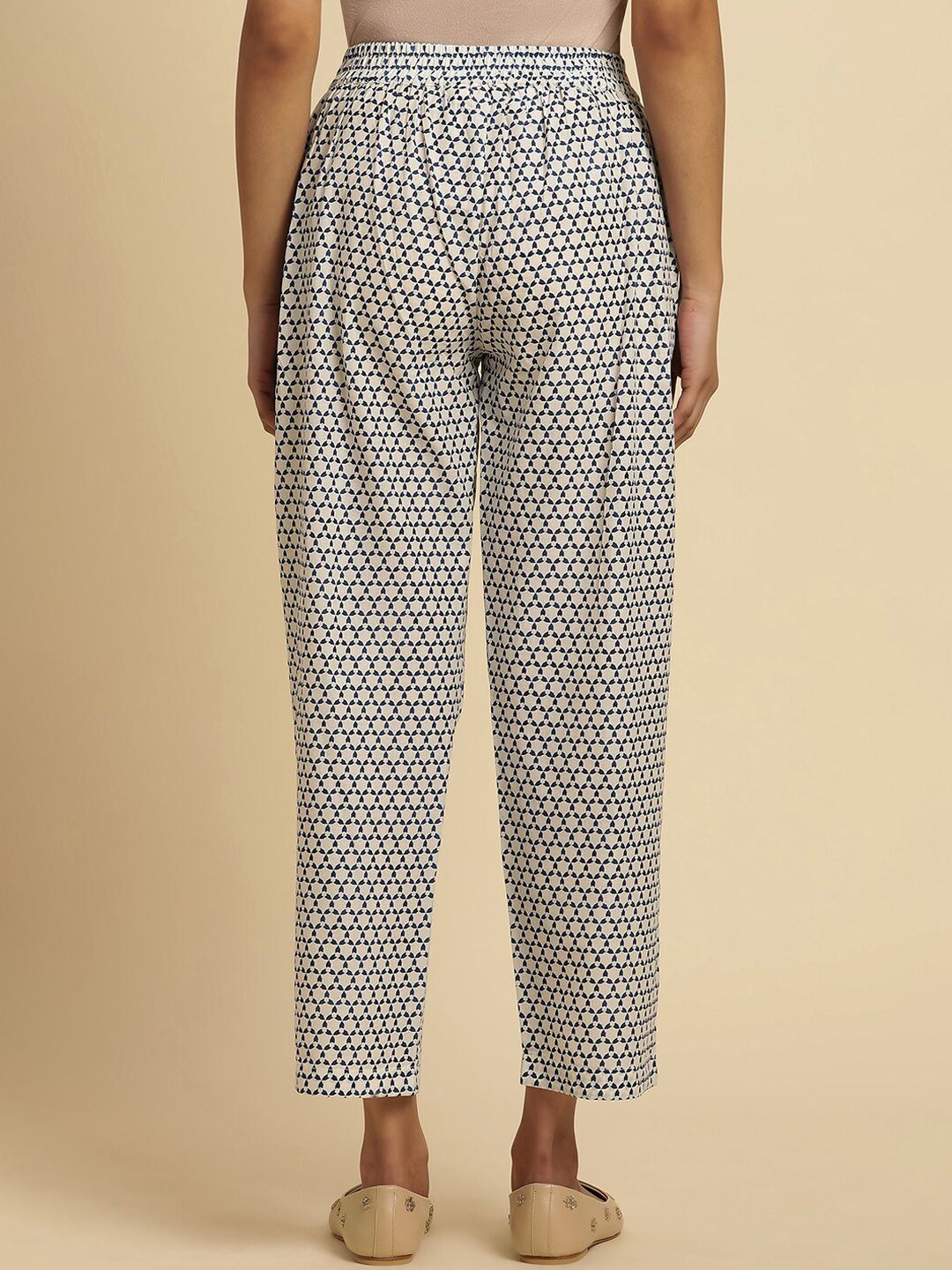 W Women Geometric Printed Cropped Cotton Ethnic Trouser