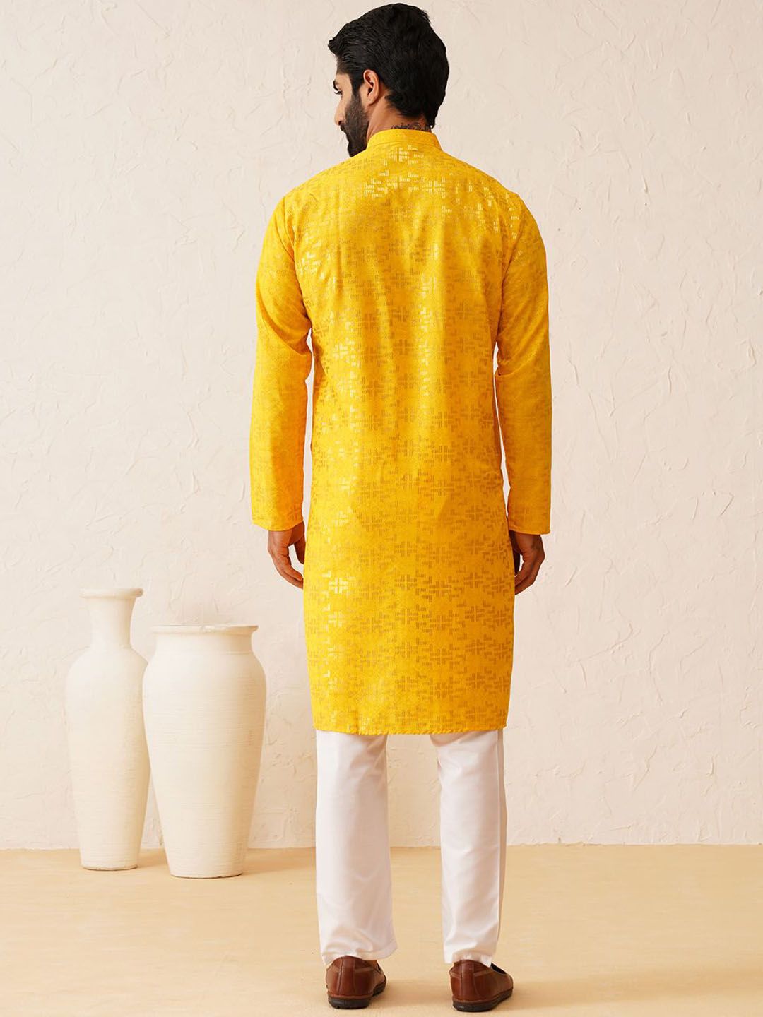 SOJANYA Mandarin Collar Regular Pure Cotton Kurta with Churidar